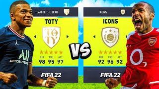 TEAM OF THE YEAR vs ICONS in FIFA 22 ⭐ [upl. by Aicylla578]