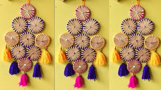 easy DIY old bangles wall hanging craft ideasdiwali decoration ideas for gotapotti with wool।। [upl. by Euqirrne]