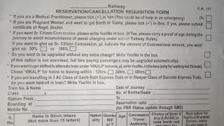 How to Fill Railway Reservation Form 2024 [upl. by Ziladnerb]