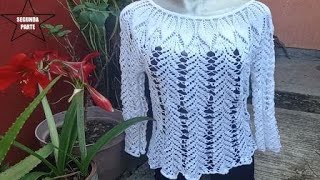 Como hacer esta hermosa blusa de hojas y espigas Segunda parte TEJIENDO EL MUNDO A CROCHET [upl. by Ahseit]