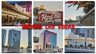 Driving LAS VEGAS CITY CENTER DEAN MARTIN SAMMY DAVIS JR MAIN ST FOUR QUEENS FREMONT DOWNTOWN [upl. by Willa238]