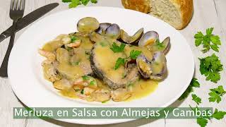 Merluza en Salsa con Almejas y Gambas 🦐 🐟 [upl. by Enelia]