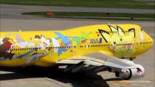 All Nippon Airways Pokémon Jet quotPikachu Jumboquot at Haneda Airport Tokyo [upl. by Lozar]