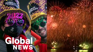 New Years 2022 countdown celebrations around the world  FULL [upl. by Mharg]