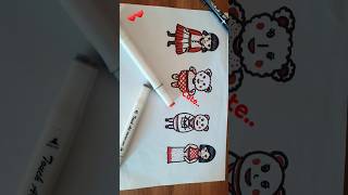 Red White Themed kawaii pictures 🥰🥰 kawaiisticker shortvideo art potrait [upl. by Sakhuja176]