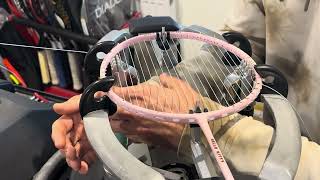 How to restring a VICTOR X HELLO KITTY THRUSTER KT badminton racquet [upl. by Blanchette]