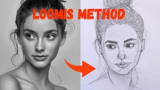 How to draw face for beginners using Loomis method loomismethod [upl. by Bard]