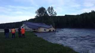 HD June 2013 Flood House falls into Threepoint Creek near Millarville and Calgary Alberta [upl. by Notxarb]