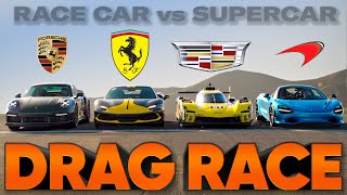 Cadillacs Le Mans Car Races Ferrari 296 McLaren 750S 911 Turbo S — Cammisa Ultimate Drag Race [upl. by Hsemar]