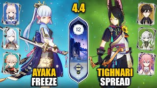 F2P C0 Ayaka Freeze amp C0 Tighari Spread Team  Spiral Abyss 44 Floor 12 9 Stars  Genshin Impact [upl. by Saundra]