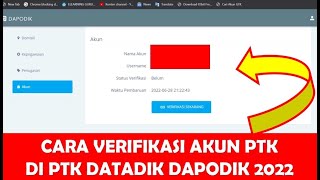 CARA VERIFIKASI AKUN PTK DI DAPODIK 2022  2023 [upl. by Nohsad]