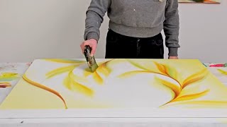 Autumn in a Swirl Abstract Acrylic Painting Demo 🍂 Crafting Vibrant Yellows Art Tutorial [upl. by Novaelc]