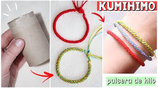 Como hacer una PULSERA KUMIHIMO usando un tubo de papel higiénico DIY🤯 [upl. by Jarietta512]