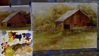 Landscape Painting Techniques Painting the Old Barn [upl. by Kuebbing]