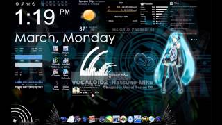 Windows 7 Hatsune Miku theme customized using Rainmeter  Samurize by GPB 2013 [upl. by Fowler]