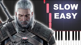 Toss a Coin to Your Witcher  Jaskier Song SLOW EASY PIANO TUTORIAL [upl. by Annoet537]