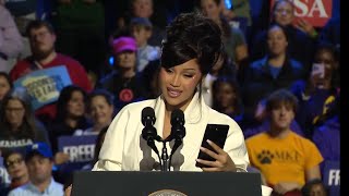 🤔😳😒CRINGING Cardi B Full Speech at Kamala Harris Rally [upl. by Yssor36]