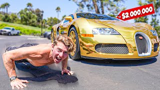 Do 1 Pushup Drive 1 Second In Worlds Most Expensive Car GOLD BUGATTI [upl. by Duncan989]