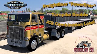 ATS  Cabover Monday  Freightliner FLB  T P Double Flat Deck  JCB Load [upl. by Primalia]