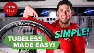 Tubeless Made Easy  How To Set Up Tubeless Road Tyres [upl. by Enerehs724]