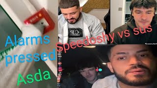 crazy tiktok dare battle Speedoshy vs sus ends in alarms in asda prank fyp gulag [upl. by Dnomhcir]