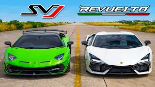 Lambo Revuelto v Aventador SVJ DRAG RACE [upl. by Neik]