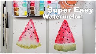 Super Easy Beginners Watercolor Watermelon for Kids ♡ Maremis Small Art ♡ [upl. by Ame299]