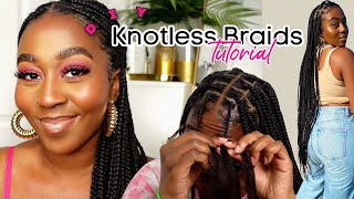 HOW TO DO KNOTLESS BOX BRAIDS ON YOURSELF  Detailed amp Beginner Friendly  My First Time ❤️ [upl. by Arika752]