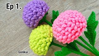 💗Ep1 Flower  Easy Crochet Ping Pong Chrysanthemum flower  Crochet Flower Bouquet crochetflower [upl. by Aitercal]