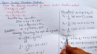 Jacobi method  Iterative method  Solution of linear system of equation [upl. by Terrene574]