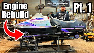 Lets REBUILD This CHEAP Snowmobile After 5 Years In My GaragePt 1 [upl. by Kielty]