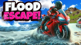 Flood Escape But Its On a MOTORCYCLE in BeamNG Drive Mods [upl. by Yardley]