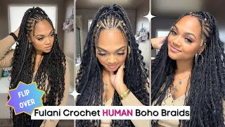 Fulani Crochet Human Hair Boho Braids 2024 🔥 Versatile Illusion Braids Ft Eayon Hair [upl. by Oramug]