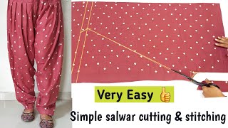 Very Easy Salwar Cutting and Stitching Step by StepSimple Salwar Cutting amp Stitching for beginners [upl. by Nnylrats995]