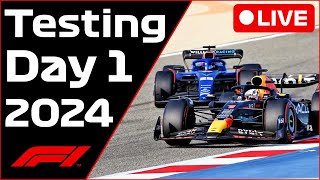 🔴2024 F1 Bahrain Testing Day 1  Commentary  Data [upl. by Nirehtac]