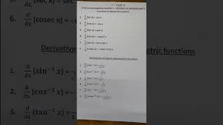 DERIVATIVES of trigonometric and inverse trigonometric functions mathshorts [upl. by Lyon]