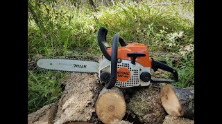 STIHL MS180 Cutting Firewood [upl. by Moreville]