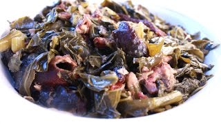 CrockPot Collard Greens and Ham Hocks  I Heart Recipes [upl. by Doubler]