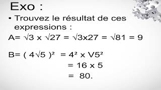 ALGEBRE 8E AF MULTIPLICATION RACINE CARREE 1ER TRIMESTRE [upl. by Esoryram]