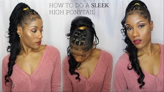 How To Do A Sleek Ponytail With Weave Extended Ponytail Genie Ponytail Tutorial 12quot Pack Hair [upl. by Hallsy]