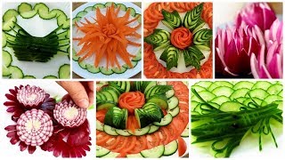 10 Handmade Salad decorationSalad design  Fruit amp Vegetable Carving amp Cutting Garnish [upl. by Assennej628]