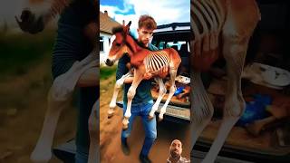 Cute Arabian baby horse foal man rescue 😱foal horse arabianhorse turkish rescue help remix [upl. by Haldeman492]