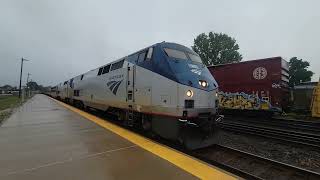 a westbound manifest entering Elkhart yard as Amtrak 49 moves up for passengers [upl. by Giacobo229]