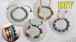 Jak Zrobić Bransoletkę Kwiatki z Koralików  DIY Tutorial  Flowers Bracelet [upl. by Noral]