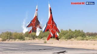 FANTASTIC Russian Mikoyan MiG29 FORMATION PAIRDUO with OVT VECTORED THRUST Demo [upl. by Husch]