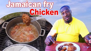 How To Make the best Jamaican Fry Chicken Outside [upl. by Lukash470]