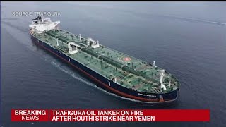 Trafigura Oil Tanker Hit by Houthi Missile [upl. by Aneliram]