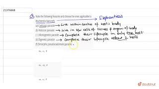 Note the following features and choose the ones applicable to Wuchereria bancrofti a Coelozoic [upl. by Ttergram]