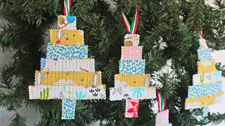 SCRAPPY QUILTED CHRISTMAS TREE ORNAMENTS [upl. by Atsirc209]