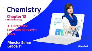 Chemistry Class 11  Chapter 12  Topic 3  Electrolytic Cells  Faradays Laws  in urdu  tutoria [upl. by Tam]